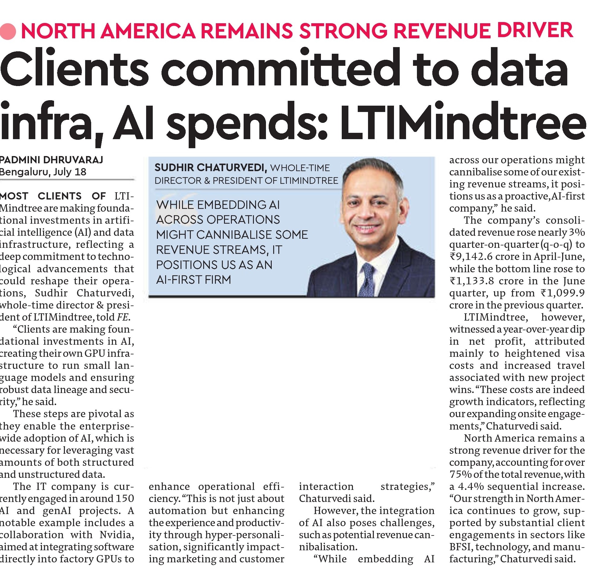 Clients committed to data, infra, AI spends