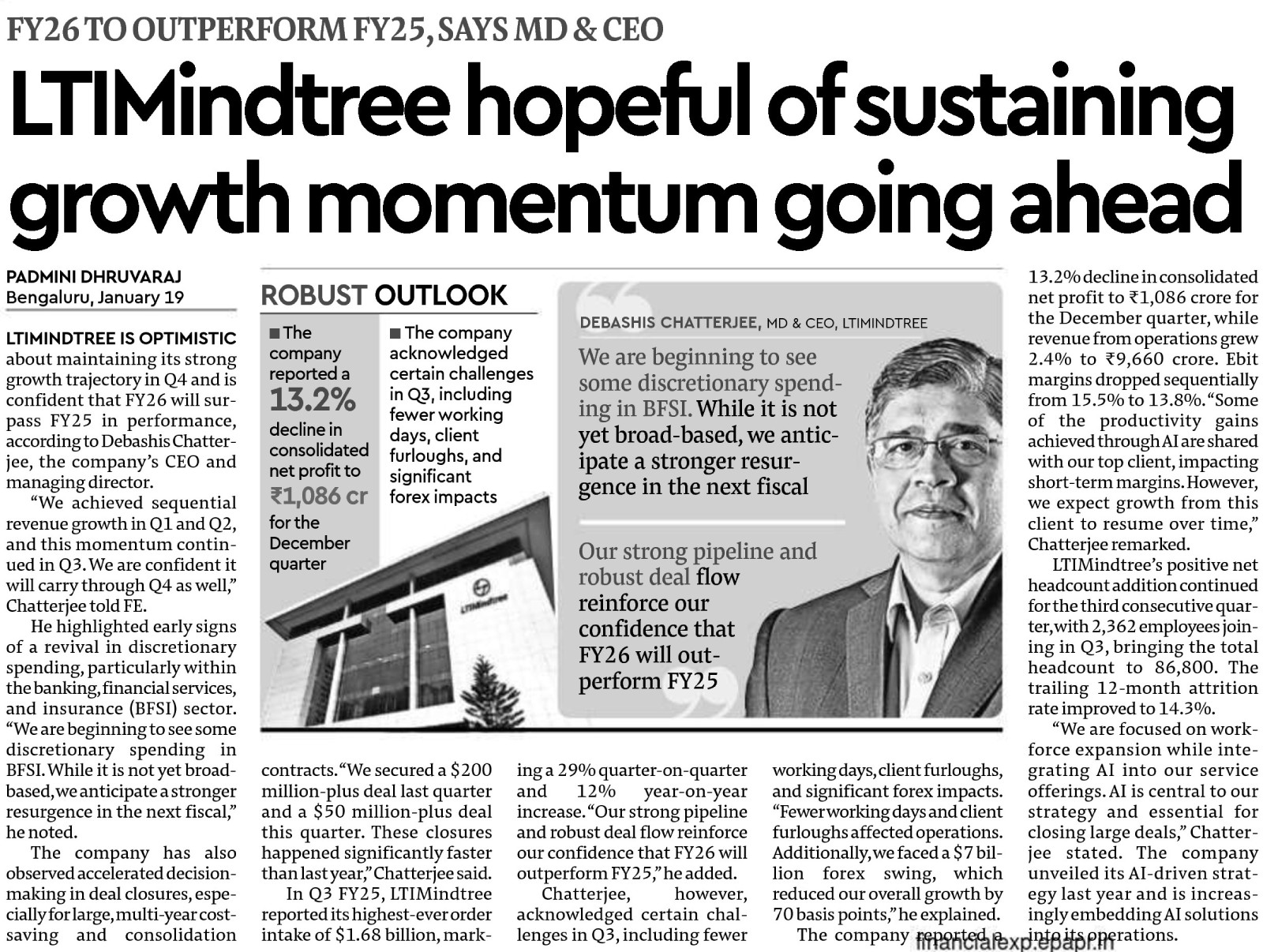 LTIMindtree hopeful of sustaining growth momentum